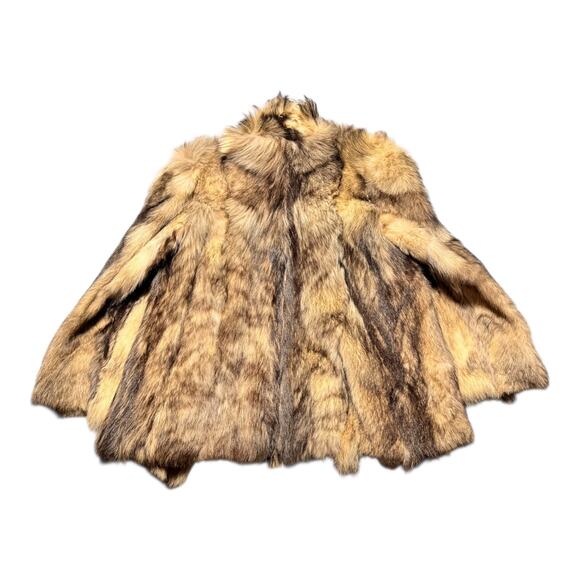 VTG REAL FOX FUR COAT WOMENS 40 brown beige Luxury mob wife - Picture 4 of 17